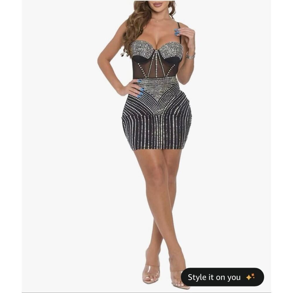 Rhinestone Studded Corset Dress
